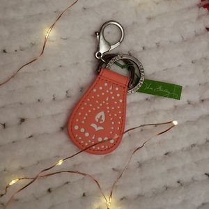Vera Bradley leather bag charm in coral